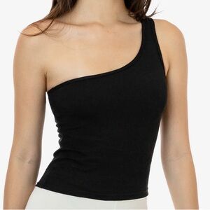 LOS ANGELES APPAREL ONE SHOULDER BLACK TANK